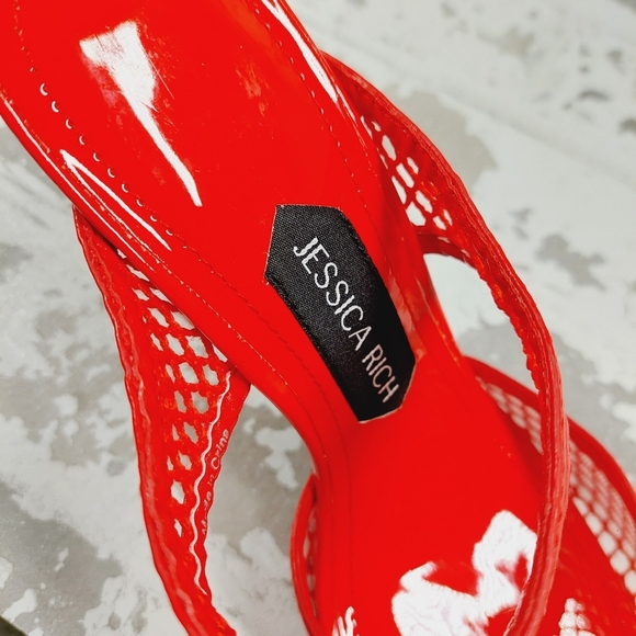 New JESSICA RICH Ysabelle Fishnet Red Pointed Toe Pum X133 - Picture 12 of 13